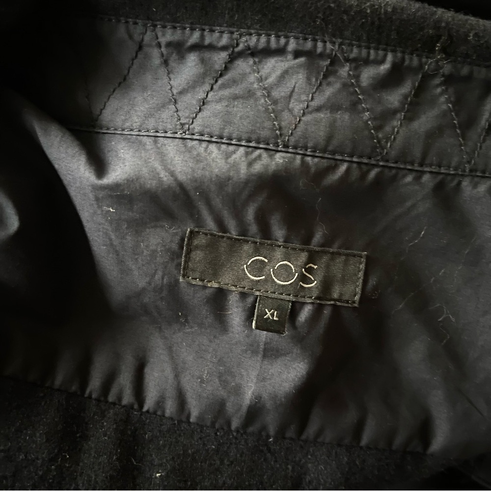 COS Black Wool Blend Shirt Jacket XL Minimalist Utility Overshirt Preppy Classic - Picture 6 of 7